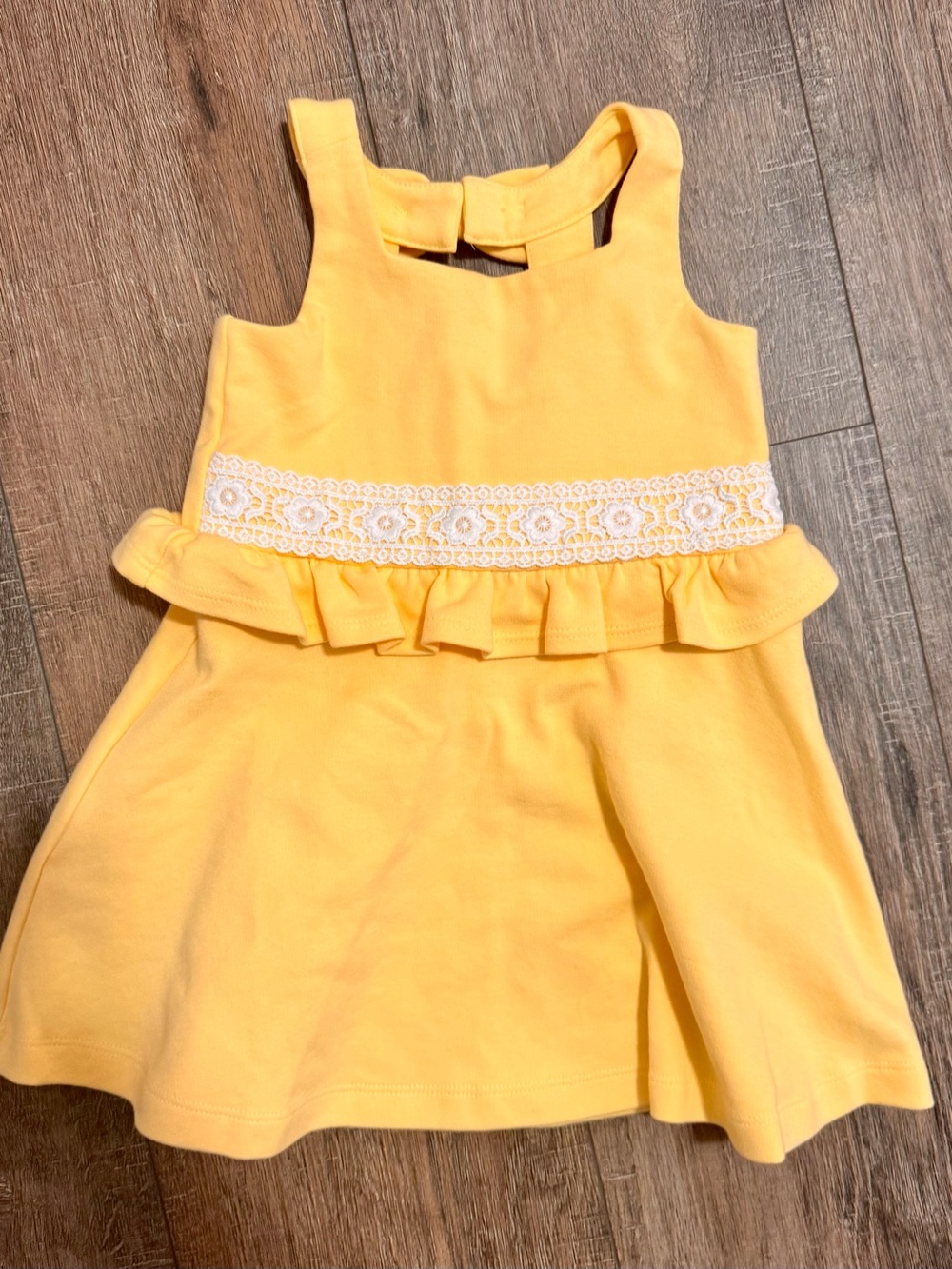 Janie and Jack Yellow Sleeveless Ruffle Dress with Lace Band